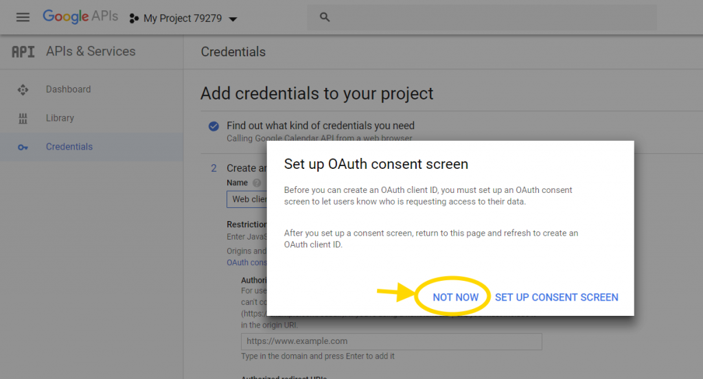 Google Calendar API skip consent