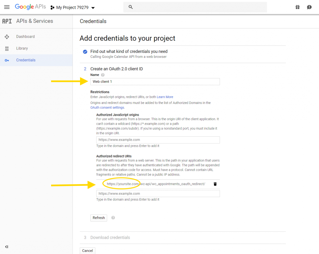 Google Calendar API - OAuth Client ID