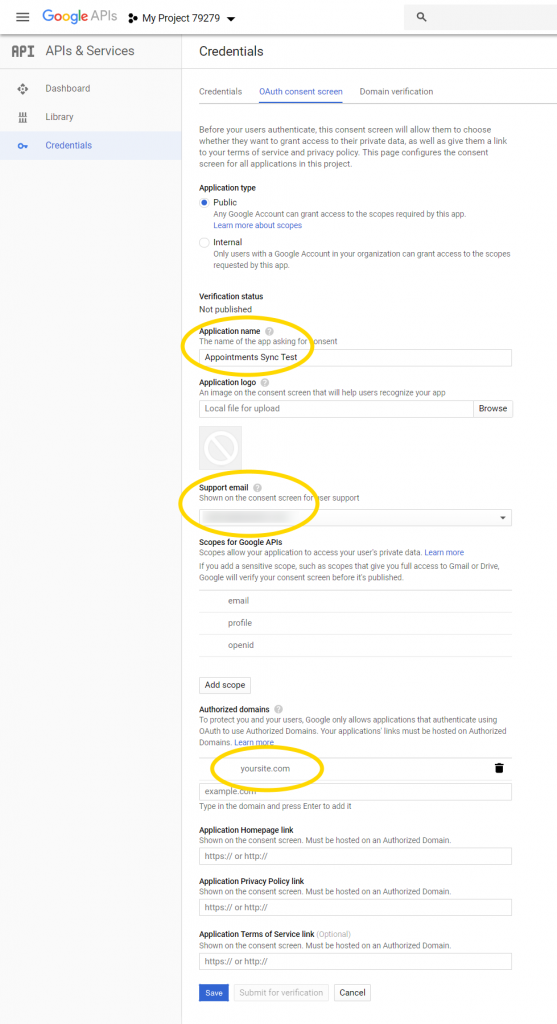 Google Calendar API - OAuth Consent Screen